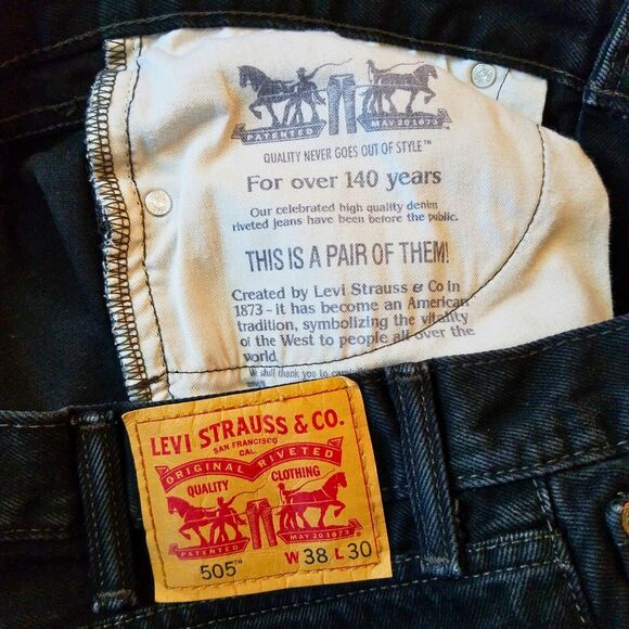 Levi’s 505 Men’s Straight Leg Black Denim Jeans 38x28 - Picture 4 of 6